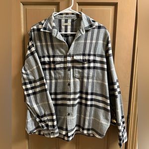 Burberry Brit black grey and white flannel shirt women’s XL